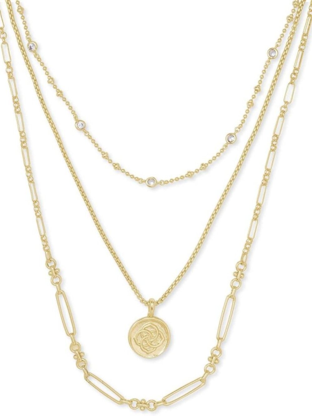 Triple Strand Medallion Necklace | Stylish Fashion Jewelry for Women, Perfect